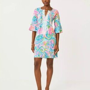 🆕 Lilly Pulitzer KRYSTA TUNIC DRESS 👗 in “Carnevale Coral” MSRP $178 NWT sz SM